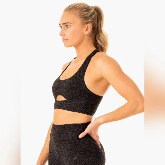 Ryderwear NWOT Rotation Black Leopard Sports Bra Large - Picture 3 of 10